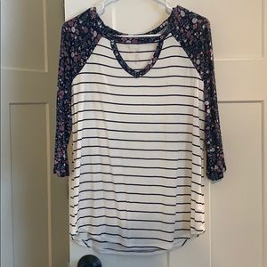 Floral & Striped Tee
